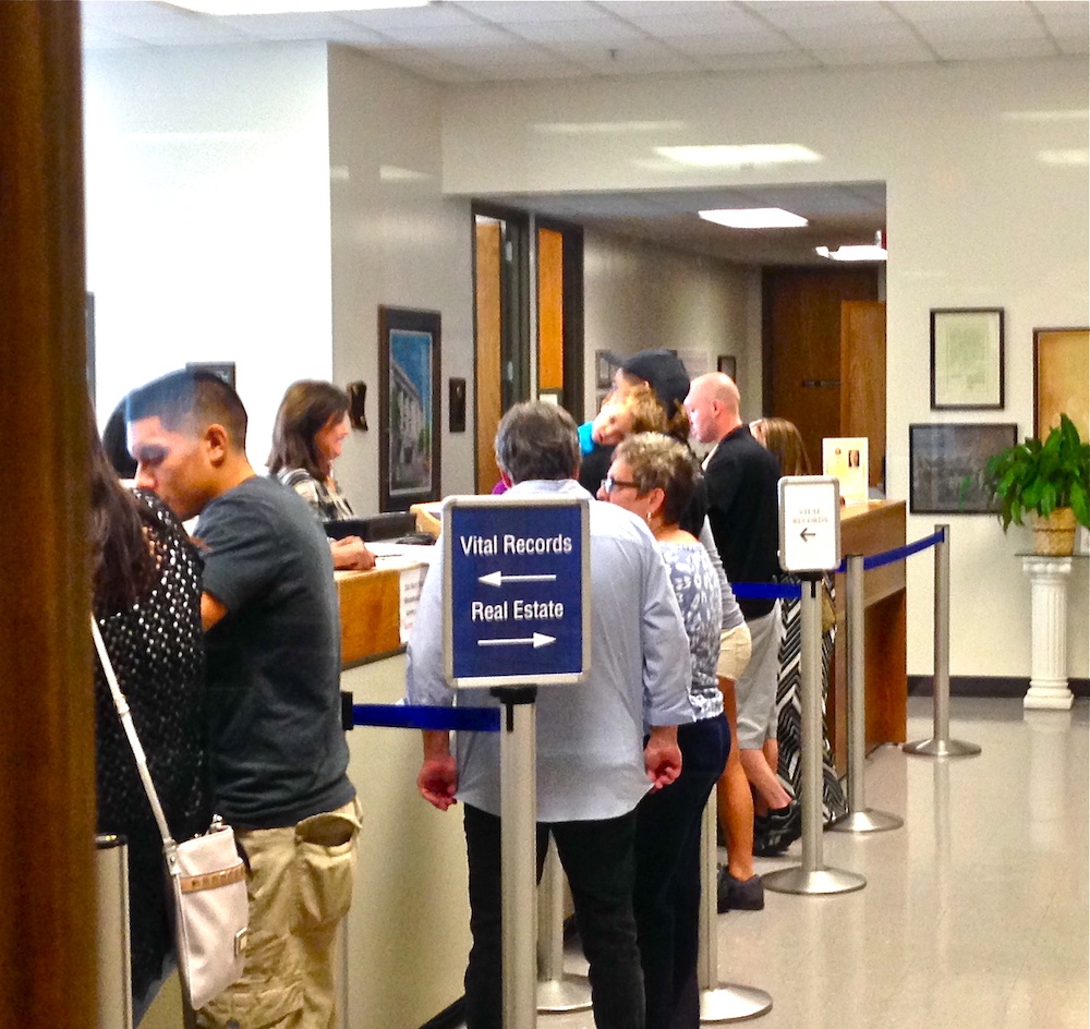 Kathy & Elaine, doing their pre-nup paperwork