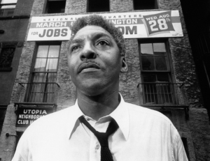 Bayard Rustin and Jobs sign