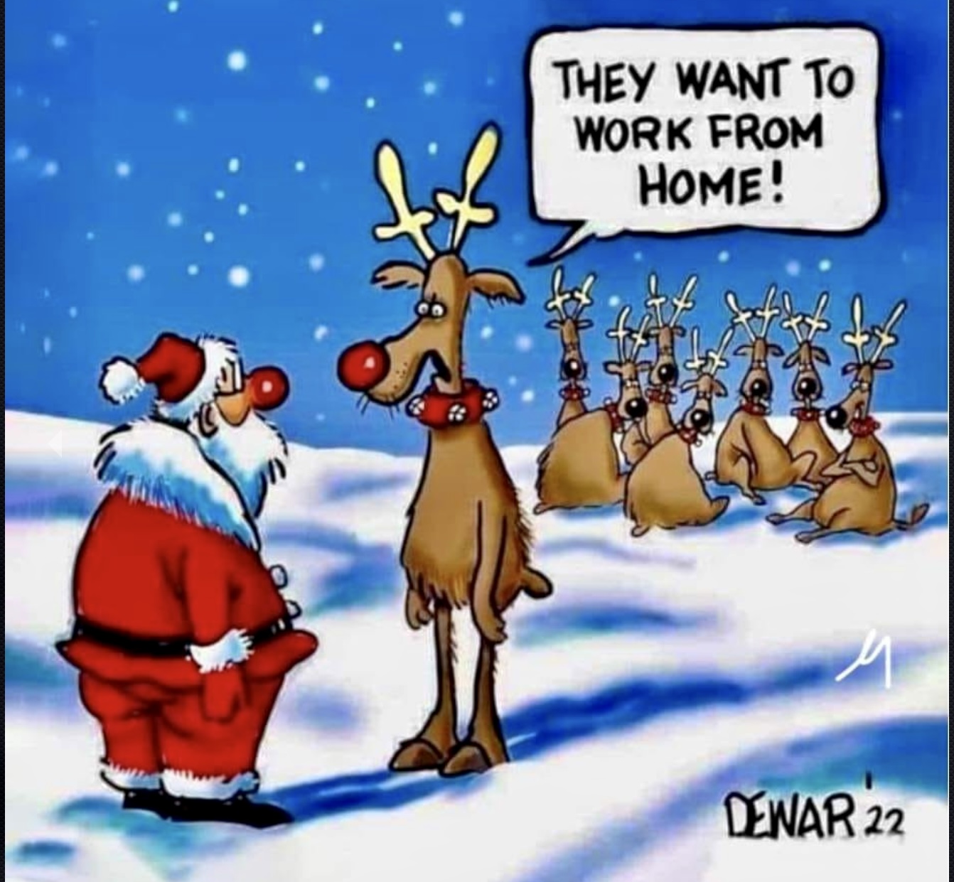 Cartoon-Santa-Reindeer-pushback | A Friendly Letter
